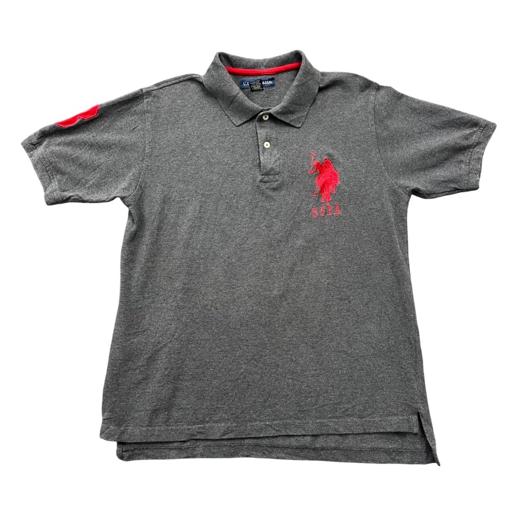 US Polo Assn Mens Gray Short Sleeve Big Logo Polo Shirt‎ Medium 11625088